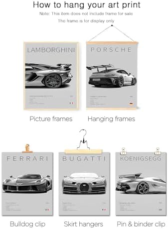 CSLGQGV Car Poster Vintage Racing Car Wall Art Supercar Canvas Prints Painting For Men Room Pictures Guys Dorm Room Aesthetics Decor Bedroom Office (Unframed,8×10inch,6pcs) - Image 4