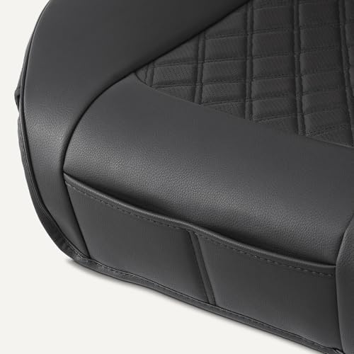 Amazon Basics Front Car Seat Covers, Breathable Faux Leather, Universal Seat Protectors, 2-Pack