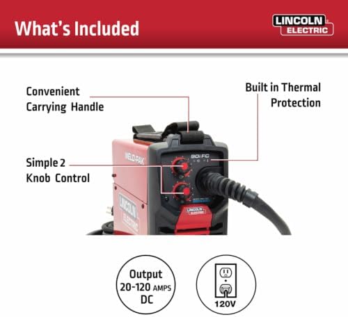 Lincoln Electric 90i FC Flux Core Wire Feed Weld-PAK Welder, 120V Welding Machine, Portable w/Shoulder Strap, Protective Metal Case, Best for Small Jobs, K5255-1 - Image 4