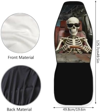 Bulopur Funny Skull Print Car Seat Covers Front 2 Pack Stretchy