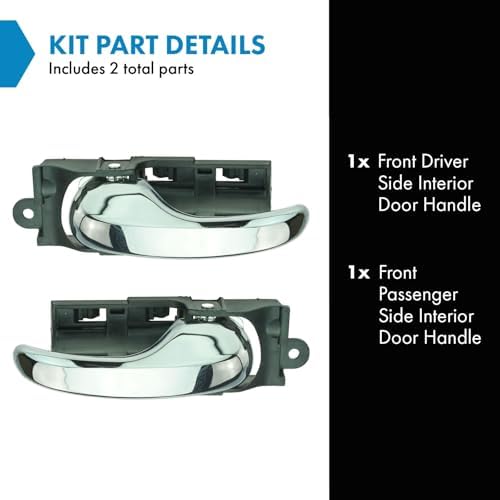 TRQ Door Handle Front Inner Inside Chrome Pair Set