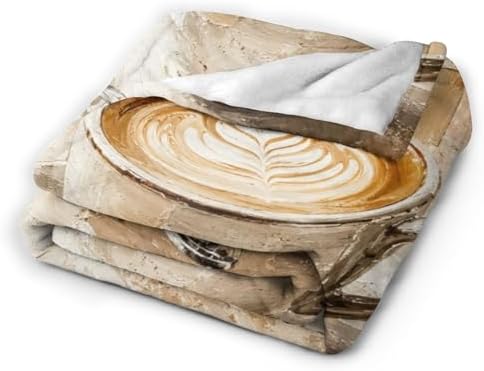 Coffee Latte Art Blanket for Women, Gifts for Girls, Aesthetic Coffee Cup Blankets for Kids, Soft Cozy Lightweight Throw for Bed Sofa Home Travel Room Decor, 60x80 Inch - Image 2