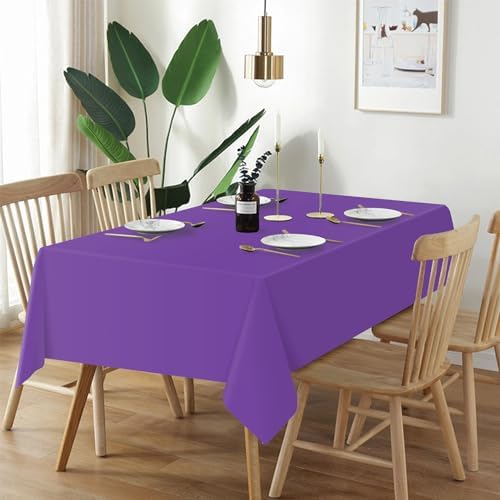 QIKSION 2 Pack Purple Plastic Tablecloth, Purple Table Cloth Disposable - Image 2