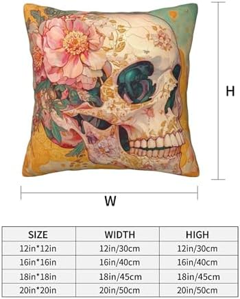 Halloween Skull Flower Throw Pillow Covers 18x18 inch Set of 2 Pillow Case Cushion Cover for Home Sofa Couch Living Room Car Decor - Image 3