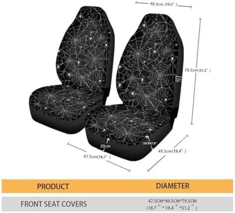 Talayituse Black Spider Web Print Car Seat Cover for Front Seats, Stretchy Soft Vehicles Seat Cover Universal Fit High Back Car Interior Accessories for SUV Van Sedan Halloween Decor