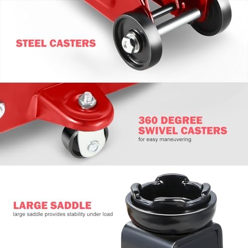 DNA MOTORING 2 Ton Low Profile Hydraulic Floor Jack, Red, 4000 lbs Capacity - Image 5