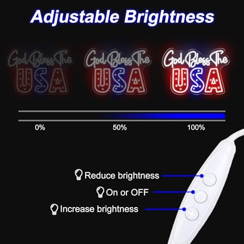 God Bless The USA Neon Sign, 1776 USA Happy 4th of July LED Light - Image 4