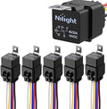 Nilight 5 Pack Waterproof Relay and Socket Harness 40/30 AMP