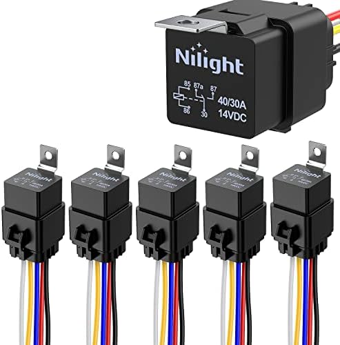 Nilight 5 Pack Waterproof Relay and Socket Harness 40/30 AMP