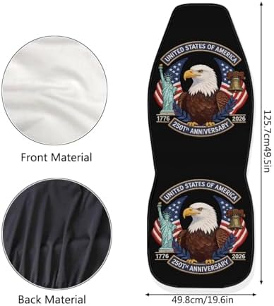 Eagle USA Flag Seat Covers for Cars Front Seat, American 250th Anniversary Patriotic Seat Covers Car Protectors Auto Interior Accessories Universal for SUV Truck Van Sedans