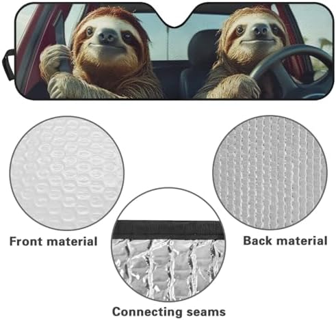 Renewold Funny Sloth Driving Windshield Sunshade for Jeep Wrangler JK JKU JL Foldable UV Ray Heat Reflector Summer Car Front Window Sun Visor Shield Cover Fit for Jeep Gladiator JT Vehicles Sun Shade
