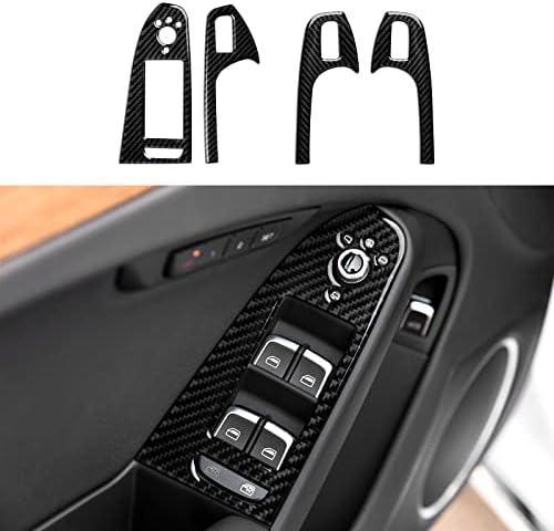 Car Window Lift Switch Control Decals for Audi A4 2009-2016 / S4 2010-2016 / RS4 2012-2015 Accessories Carbon Fiber Interior Stickers, Style B