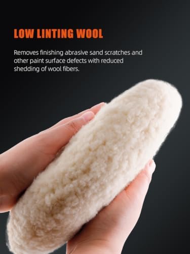 SPTA 9" (230mm) Wool Buffing Pad, Double Side 100% Natural Wool Pad with 5/8-11 Thread for 2-Sided Compound Cutting and Polishing for Automotive, Marine and Epoxies - Image 3