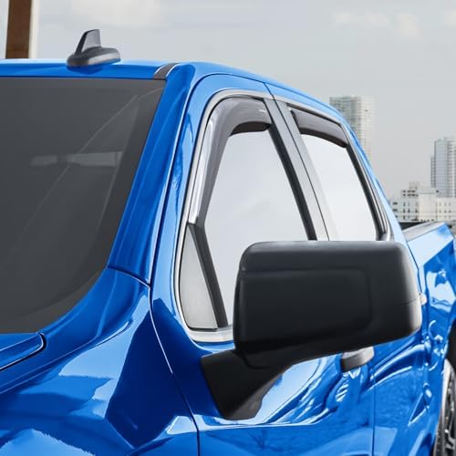 Goodyear Shatterproof in-Channel Window Deflectors for Chevrolet (Chevy) Silverado/GMC Sierra 1500 2019-2026 Crew Cab,Rain Guards,Window Visors,Vent Deflector, Truck Accessories,4pcs - GY009003