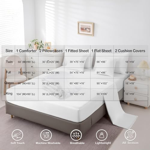 Erosebridal Fall Gnome 7 Piece Bedding Set Queen Thanksgiving Day Harvest Comforter Set with Sheets Farmhouse Maple Leaf Pumpkin Bed in A Bag for Kids Boys Girls Autumn Grids Country Bed Set - Image 7