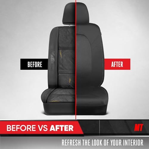 Motor Trend Front & Rear Car Seat Covers Full Set - Gray Cloth Bucket Seat Covers for Front Seats + Waterproof Rear Split Bench Cover – Universal Fit for Car Truck SUV Van Interior Protection