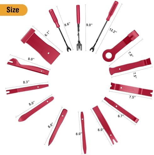 GOOACC 330Pcs Trim Removal Tool, Auto Push Pin Bumper Retainer Clip Set Fastener Terminal Remover Tool Adhesive Cable Clips Pry Kit Car Panel Radio Removal Auto Clip Pliers, Red - Image 2