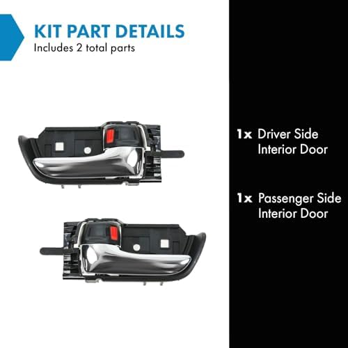 TRQ Chrome & Black Interior Inside Door Handle Pair Set of 2