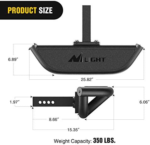 Nilight Hitch Step with 2" Hitch Receiver Rear Bumper Guard Protector Compatible with Car Truck Vehicles Upgraded Textured Black Hitch Step Bar with Hitch Lock & U-Bolts Stabilize