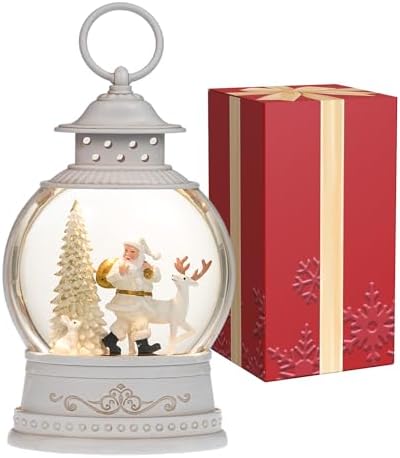 Christmas Snow Globes with Music, Santa Deer Lighted Christmas Lantern with 6h Timer, USB or Battery Operated Festival Decoration Gifts by PestiLite