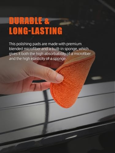SPTA Microfiber Applicator Pads, 9Pcs 5 inch Car Wax Applicator Hand Polishing Microfiber Foam Pads Set with Grip of Elastic Band, Microfiber Buffing Cleaning Pads for Car Polish Applying Wax - Image 3