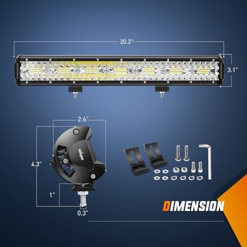 Nilight 20Inch 420W Triple Row Spot Flood Combo Led Light Bar Work Driving Lamp 4Pcs 4Inch 60W Cube LED Pods Lights with Wiring Harness Kit for Trucks Jeeps ATVs UTVs Motorcycles Ships Yachts-5 Leads
