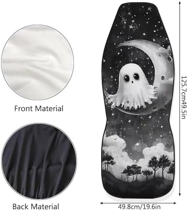 2 Pcs Halloween Ghost Car Seat Covers Set Vehicle Front Seat Protector Auto Interior Accessories Protetors Car Mat Covers Universal fit Most Car SUV Van Truck