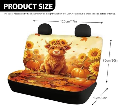 Sunflower Cow Cars Backseat Covers,Seat Cushion for Rear Seat Non-Slip Car Seat Covers,Auto Car Vehicle Long Rear Bench Seat Cover Protective Cushion Mat