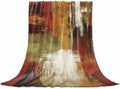 DecorLovee Burnt Orange Blanket 50"x60", Reversible Brown Green Fall Throw Blanket for Couch/Bed, Modern Oil Painting Abstract Lightweight Soft Throw Blankets for Women, Warm Fuzzy Blankets for Winter by DecorLovee