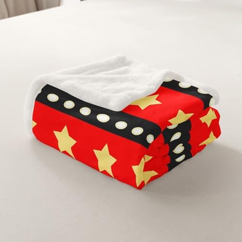 Castle Fairy Movie Throw Blanket Star Dots Stripe Fleece Flannel Blankets Kids Boys Girls Room Decor Theater Retro Style Bed Blankets for Bed Sofa Couch Red Yellow Black Plush Blanket Baby 30"x40" - Image 7