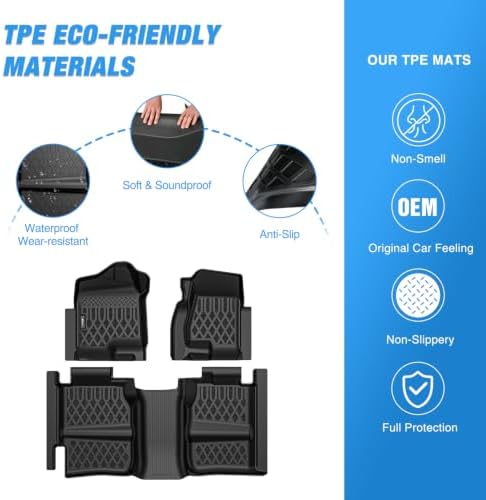Nilight TPE Floor Mats for Chevy Silverado GMC Sierra Extended Cab