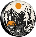 Campsite Sunrise Mountain River Spare Tire Cover Universal Waterproof Wheel Tire Covers Dust-Proof Wheel Tire Protector Tyre Covers for Trailer RV SUV Camping Off-Road Truck Vehicle Travel 14 Inch
