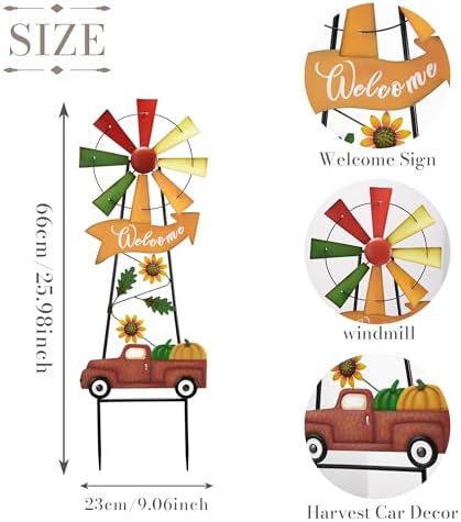 TERESA'S COLLECTIONS Fall Outdoor Decor Metal Wind Spinner Garden Stake 26" - Image 6