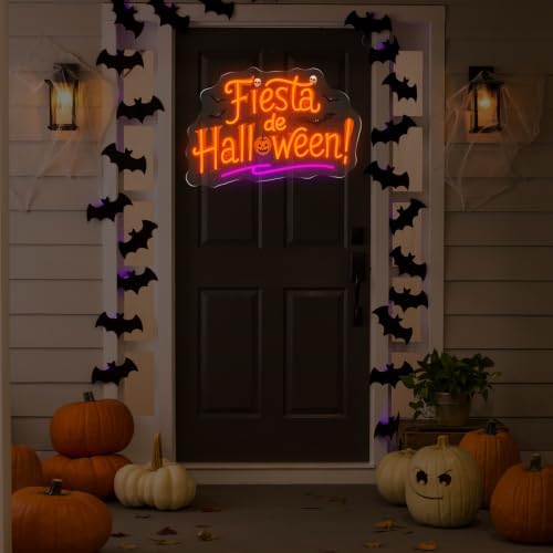 Fiesta De Halloween Neon Sign, Pumpkin Halloween LED Light, 16.7"x11.4" - Image 6