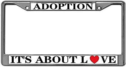 GND License Plate Frame Adoption It's About Love License Plate Frames for Women Metal Heavy Duty License Plate Frame Fits All Standard 6x12 Inches License Plate