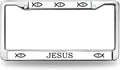Jesus Fish Faith License Plate Frame Christian Faith Gift License Plate Frame Cross and Fish Scratch-Resistant License Plate Frame with Chrome Mounting Set