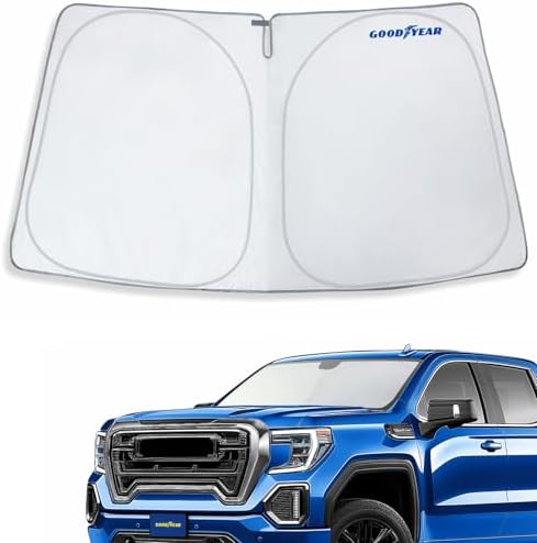 Goodyear Foldable Windshield Sunshade for GMC Sierra 2019-2026, Truck car Accessories, Sunshade Cover, Sun Shade Car Windshield, Window Sun Blocker - GY008227