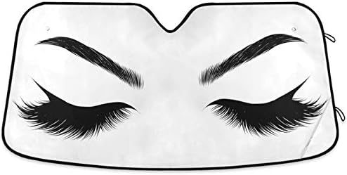 Woman Eye Eyelash Car Windshield Sun Shade Foldable UV Ray Sun Visor Protector Sunshade to Keep Your Vehicle Cool (55" x 27.6")