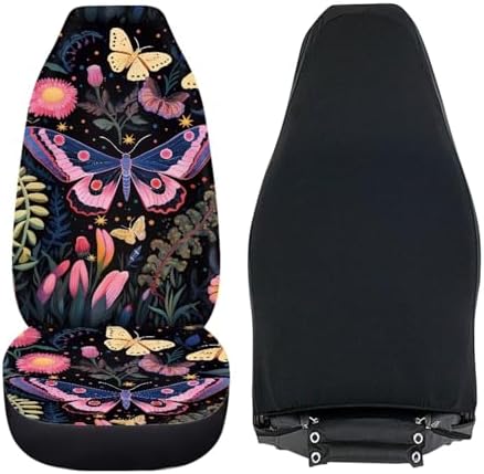Cottagecore Butterfly Car Seat Covers for Front Seats,Non Slip Elastic Auto Bucket Seat Protectors Pads for Women Men,Univesal Fit SUV Truck Vehicles
