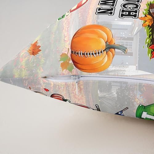 Manfei Autumn Sports Pillow Case Covers 2 Pack,Football Rugby Graffiti Pillow Covers 24"x 24" Soft Square,Rustic Fall Pumpkin Maple Leaves Decorative Throw Pillow Covers - Image 5