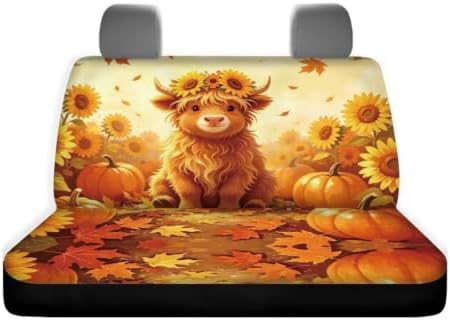 Sunflower Cow Cars Backseat Covers,Seat Cushion for Rear Seat Non-Slip Car Seat Covers,Auto Car Vehicle Long Rear Bench Seat Cover Protective Cushion Mat