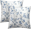 Sweetshow Blue Grey Leaf Branch Jacquard Throw Pillow Covers 20x20 Inch Set of 2 Bird and Leaf Decorative Pillowcase Square Cushion Covers for Home Couch Sofa Patio Bedroom by Sweetshow