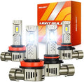 SEALIGHT 9005/HB3 H11/H9/H8 LED Bulbs Combo, 140,000LM 15X Brighter than Original Bulb, 6500K Daylight White, 25000RPM Cooling Fan Light Bulbs with 70000Hrs Lifespan, Pack of 4