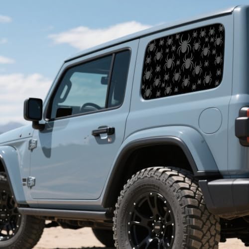 2PCS Halloween Spider Side Window Decals for Car SUV Truck, Matte Black Spider Window Stickers, Universal Rear Side Window Vinyl Graphics with Installation Kit
