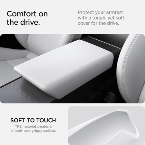Spigen Armrest Cover for Tesla Model Y Juniper & YL & 3 Highland - White