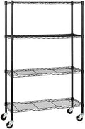 Amazon Basics 4-Shelf Heavy Duty Garage Shelving Storage Unit on 3" Wheel Casters, Adjustable Metal Wire Rack with Leveling Feet, 36" x 14" x 57.75", Black by AmazonBasics