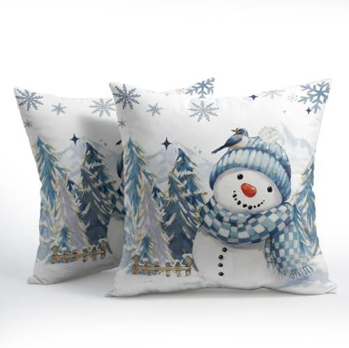Merry Christmas Snowman Pillow Covers 18x18 Set of 2 Highly Absorbent - Image 2