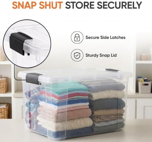 Superio 49 Quart Clear Plastic Storage Boxes with Lids, Stackable Organizer Containers, BPA-Free Storage Bins for Home, Office, School & Dorm, 18 Pack - Image 6