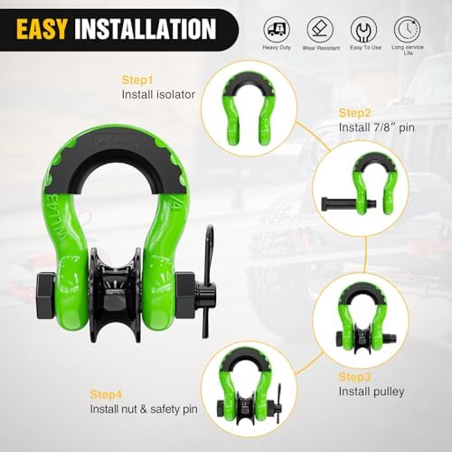 Nilight 3/4" D-Ring Shackle with Snatch Block, Heavy Duty Recovery Set