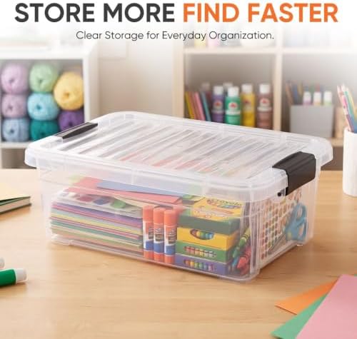 Superio 7.4 Quart Clear Plastic Storage Bin with Lid, Stackable Organizer Box, BPA-Free Storage Container for Home, Garage, School & Office, 8 Pack - Image 2